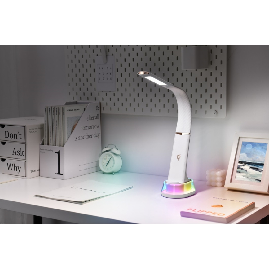 LED RGB dimmbare Tischlampe mit kabelloser Ladefunktion CORELLA LED/7W/12/230V schwarz