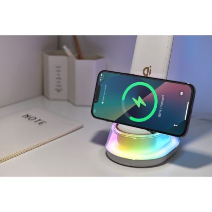 LED RGB dimmbare Tischlampe mit kabelloser Ladefunktion CORELLA LED/7W/12/230V schwarz