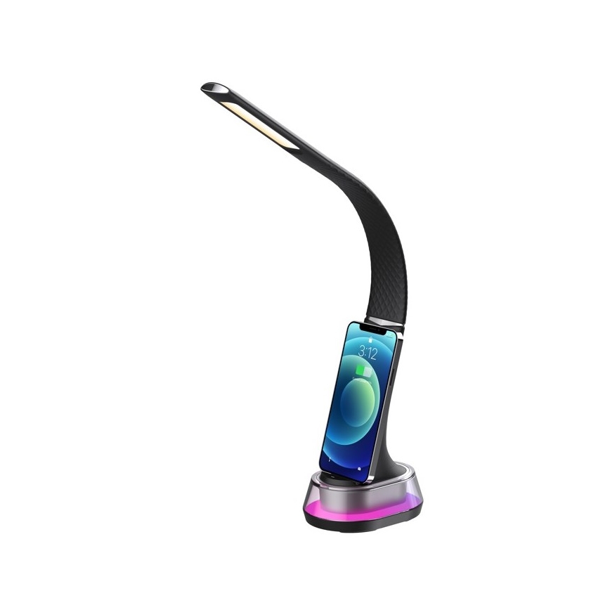 LED RGB dimmbare Tischlampe mit kabelloser Ladefunktion CORELLA LED/7W/12/230V schwarz