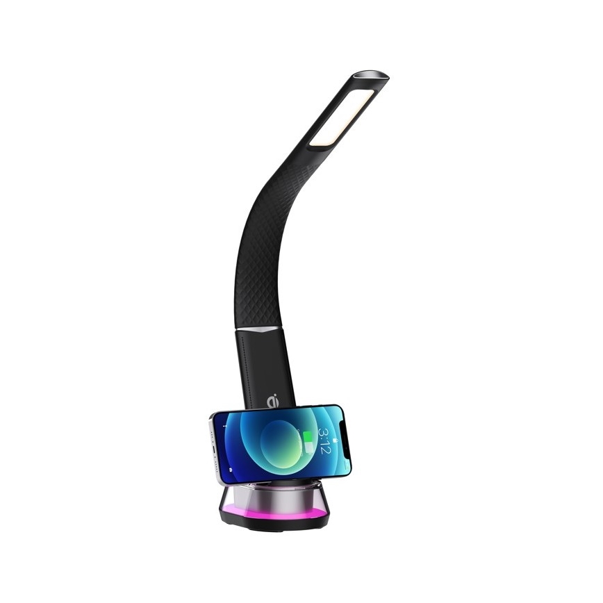 LED RGB dimmbare Tischlampe mit kabelloser Ladefunktion CORELLA LED/7W/12/230V schwarz