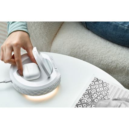 Wecker mit LCD-Anzeige und kabelloser Qi-Ladevorrichtung 27W/9V 220 mAh weiß