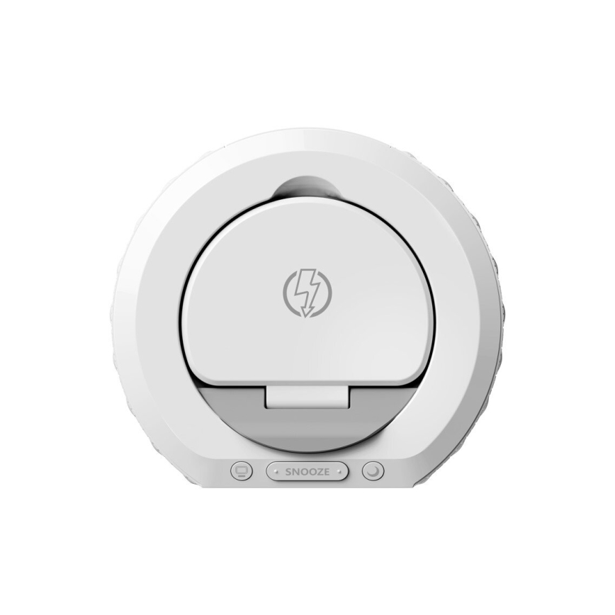 Wecker mit LCD-Anzeige und kabelloser Qi-Ladevorrichtung 27W/9V 220 mAh weiß