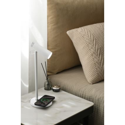 Dimmbare LED-Tischleuchte mit kabelloser Qi-Aufladung TIT LED/12W/230V weiß