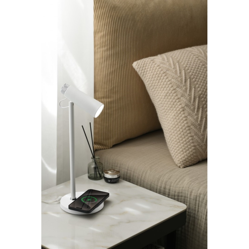 Dimmbare LED-Tischleuchte mit kabelloser Qi-Aufladung TIT LED/12W/230V weiß