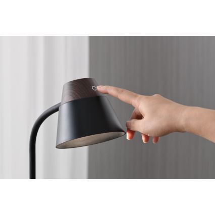 LED+CCT dimmbare Tischlampe mit kabellosem QI-Ladepad IDEAL LED/8W/230V 2700/4000/5000K braun