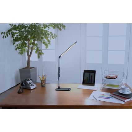 Dimmbare LED-Tischlampe LED/8,5W/230V mit kabelloser Ladefunktion, silber