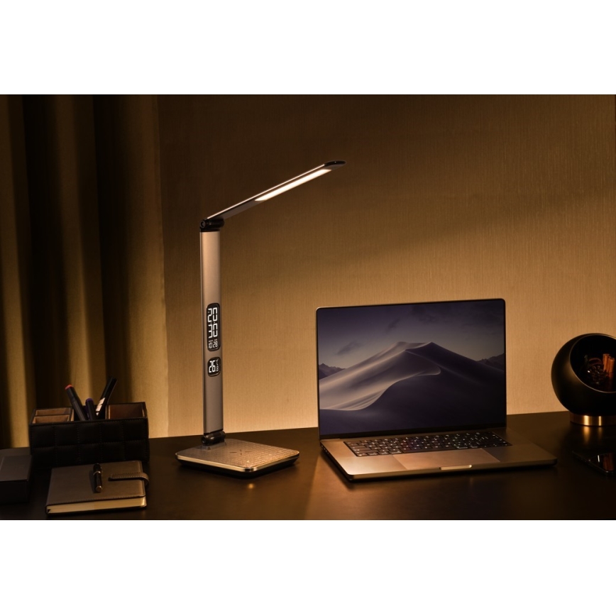Dimmbare LED-Tischlampe LED/8,5W/230V mit kabelloser Ladefunktion, silber