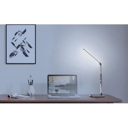Dimmbare LED-Tischlampe LED/8,5W/230V mit kabelloser Ladefunktion, silber