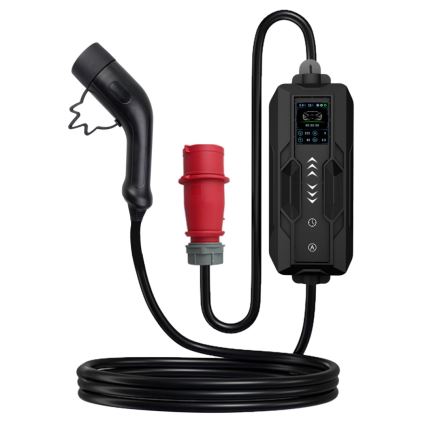 Immax - Tragbare Ladestation für Elektrofahrzeuge AC Typ 2 16A/380V 11kW + Stecker 230V, 3,7kW 5m + Tasche