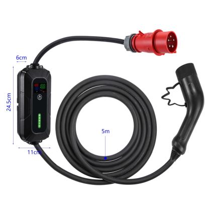 Immax - Tragbare Ladestation für Elektrofahrzeuge AC Typ 2 16A/380V 11kW + Stecker 230V, 3,7kW 5m + Tasche