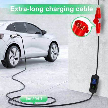 Immax - Tragbare Ladestation für Elektrofahrzeuge AC Typ 2 32A/380V 22kW + 230V-Steckdose 5m Wi-Fi Tuya