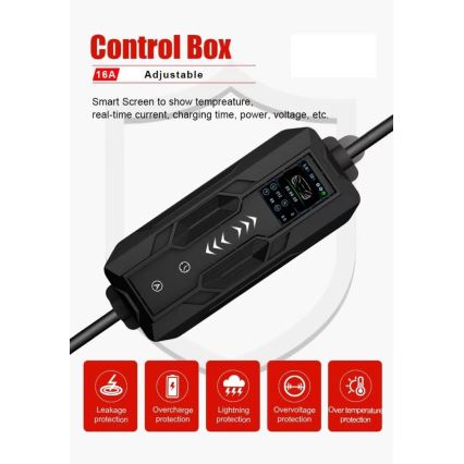 Immax - Tragbare EV-Ladestation für Elektrofahrzeuge AC Typ 2 16A/380V 11kW + Stecker 230V 5m Wi-Fi Tuya