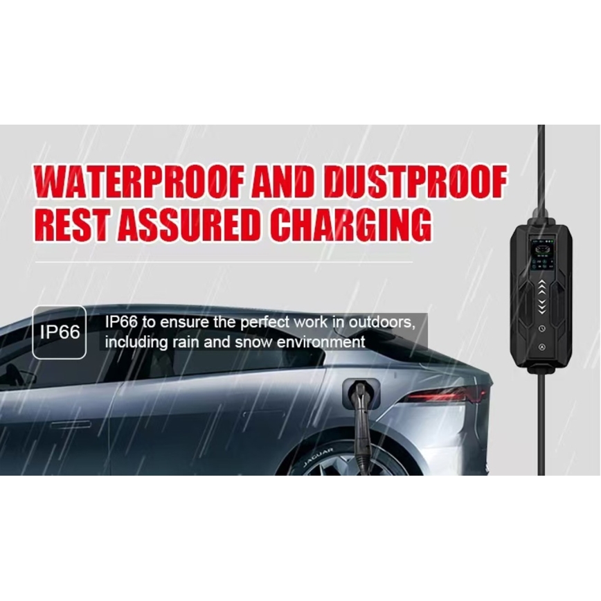 Immax - Tragbare EV-Ladestation für Elektrofahrzeuge AC Typ 2 16A/380V 11kW + Stecker 230V 5m Wi-Fi Tuya