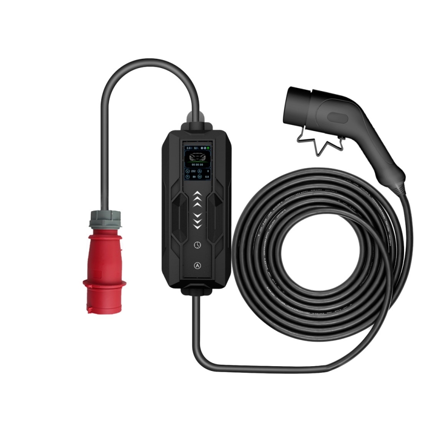 Immax - Tragbare EV-Ladestation für Elektrofahrzeuge AC Typ 2 16A/380V 11kW + Stecker 230V 5m Wi-Fi Tuya
