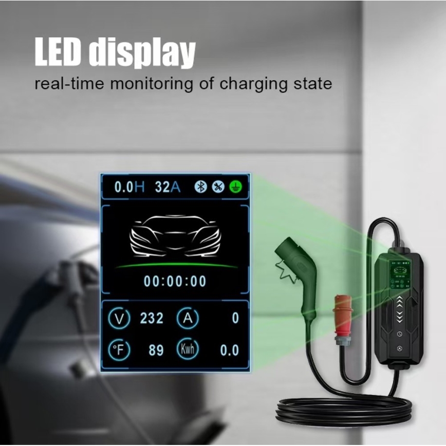 Immax - Ladestation für Elektrofahrzeuge AC Typ 2 16 A / 380 V + Stecker 230 V, 3,7 kW, 5 m Tuya