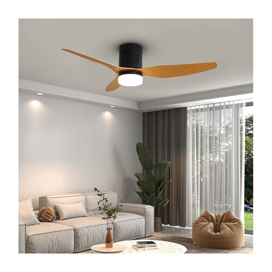 Immax NEO 07142-B - LED-Deckenventilator NEO LITE FRESCO LED/18W/230V Tuya Wi-Fi schwarz/Holz + Fernbedienung