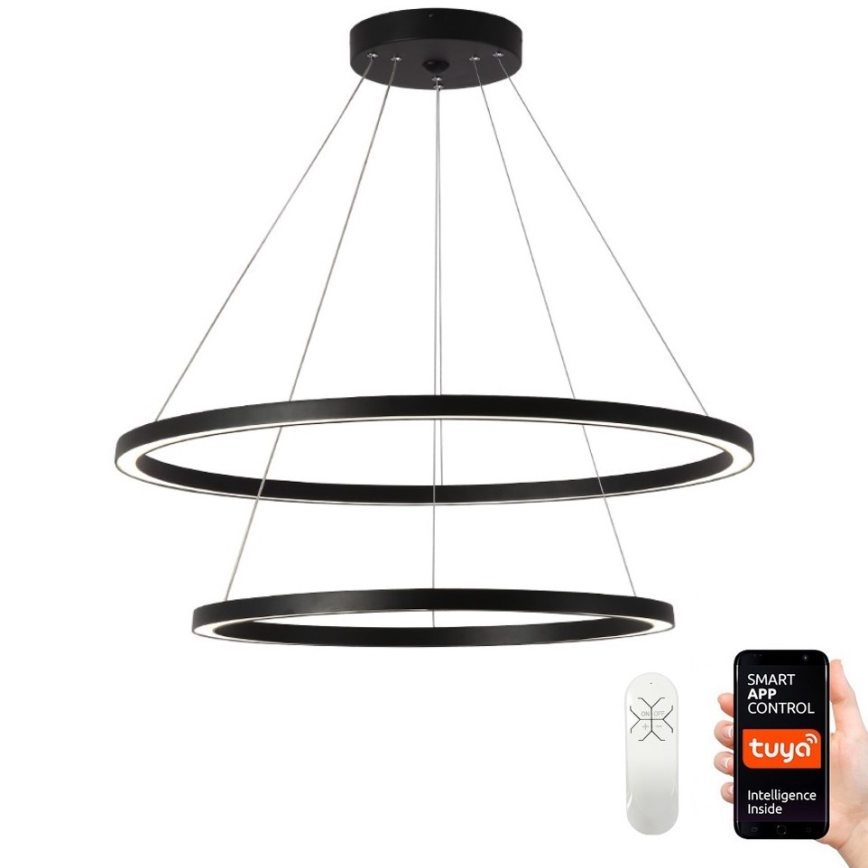 Immax NEO 07158-B80-60 – Dimmbare LED-Hängeleuchte an einer Schnur FINO LED/93W/230V Tuya schwarz + Fernbedienung