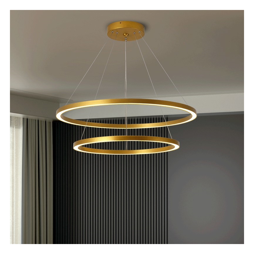 Immax NEO 07159-G80-60 – Dimmbare LED-Hängeleuchte an Schnur FINO LED/93W/230V Tuya golden + Fernbedienung