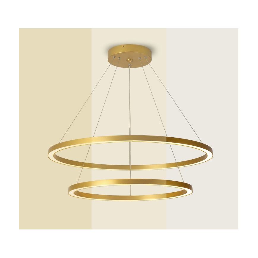 Immax NEO 07159-G80-60 – Dimmbare LED-Hängeleuchte an Schnur FINO LED/93W/230V Tuya golden + Fernbedienung