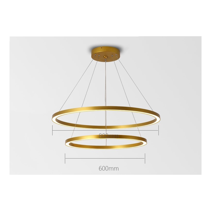Immax NEO 07159-G80-60 – Dimmbare LED-Hängeleuchte an Schnur FINO LED/93W/230V Tuya golden + Fernbedienung