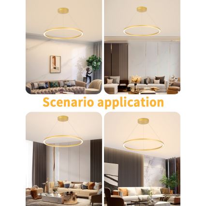 Immax NEO 07159-G80 – Dimmbare LED-Hängeleuchte an Schnur FINO LED/60W/230V Tuya golden + Fernbedienung