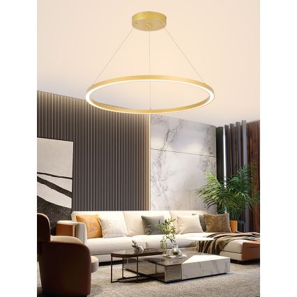 Immax NEO 07159-G80 – Dimmbare LED-Hängeleuchte an Schnur FINO LED/60W/230V Tuya golden + Fernbedienung