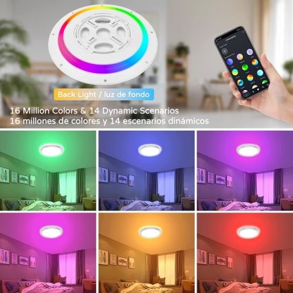 Immax NEO 07164-40 - LED RGB+CCT Dimmbare Deckenleuchte NEO LITE TUDO LED/50W/230V Wi-Fi Tuya + Fernbedienung