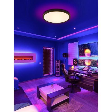 Immax NEO 07166-B40 - LED RGB+CCT dimmbare Deckenleuchte NEO LITE TUDO LED/50W/230V Wi-Fi Tuya schwarz + Fernbedienung