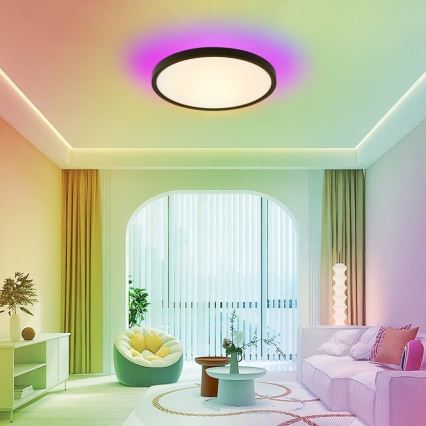 Immax NEO 07166-B40 - LED RGB+CCT dimmbare Deckenleuchte NEO LITE TUDO LED/50W/230V Wi-Fi Tuya schwarz + Fernbedienung