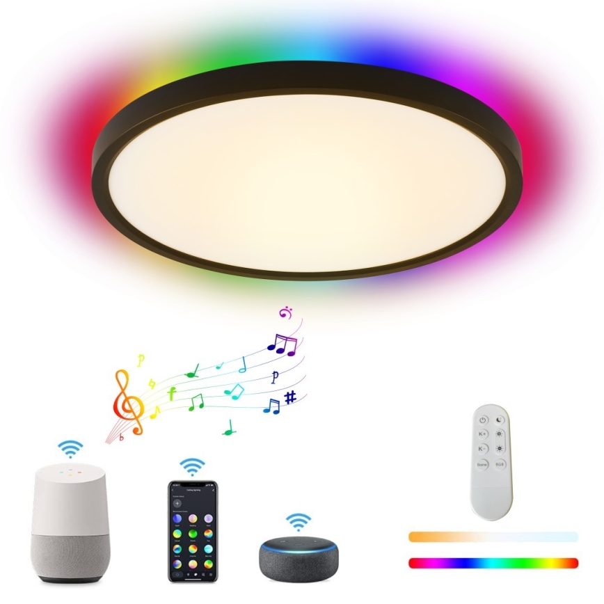 Immax NEO 07166-B40 - LED RGB+CCT dimmbare Deckenleuchte NEO LITE TUDO LED/50W/230V Wi-Fi Tuya schwarz + Fernbedienung