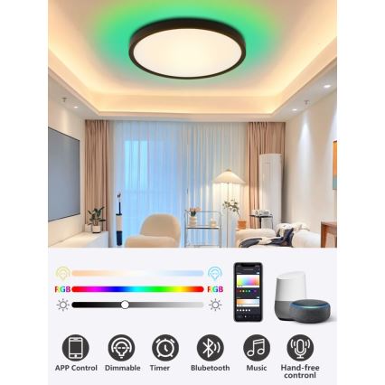 Immax NEO 07166-B40 - LED RGB+CCT Dimmbare Deckenleuchte NEO LITE TUDO LED/50W/230V Wi-Fi Tuya schwarz + Fernbedienung