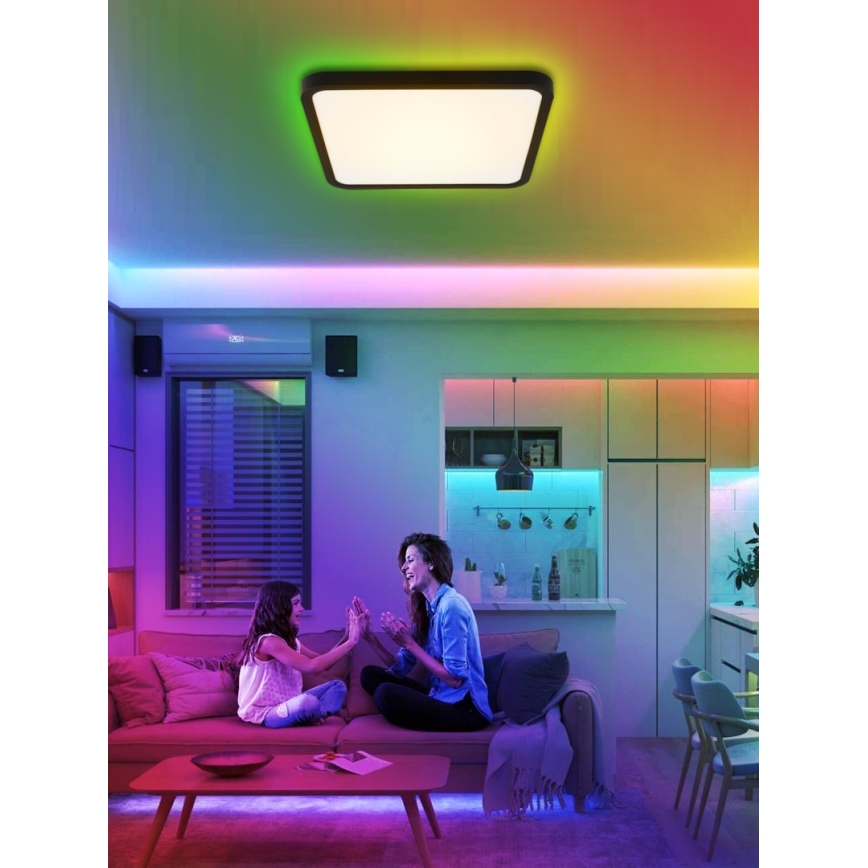Immax NEO 07167-B40 - LED RGB+CCT dimmbare Deckenleuchte NEO LITE TUDO LED/50W/230V Wi-Fi Tuya schwarz + Fernbedienung