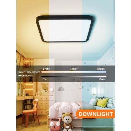 Immax NEO 07167-B40 - LED RGB+CCT dimmbare Deckenleuchte NEO LITE TUDO LED/50W/230V Wi-Fi Tuya schwarz + Fernbedienung