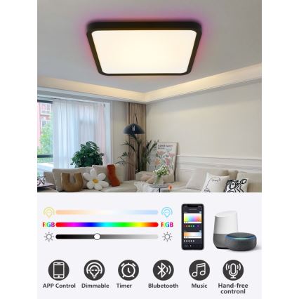 Immax NEO 07167-B40 - LED RGB+CCT dimmbare Deckenleuchte NEO LITE TUDO LED/50W/230V Wi-Fi Tuya schwarz + Fernbedienung