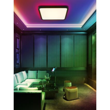 Immax NEO 07167-B40 - LED RGB+CCT dimmbare Deckenleuchte NEO LITE TUDO LED/50W/230V Wi-Fi Tuya schwarz + Fernbedienung