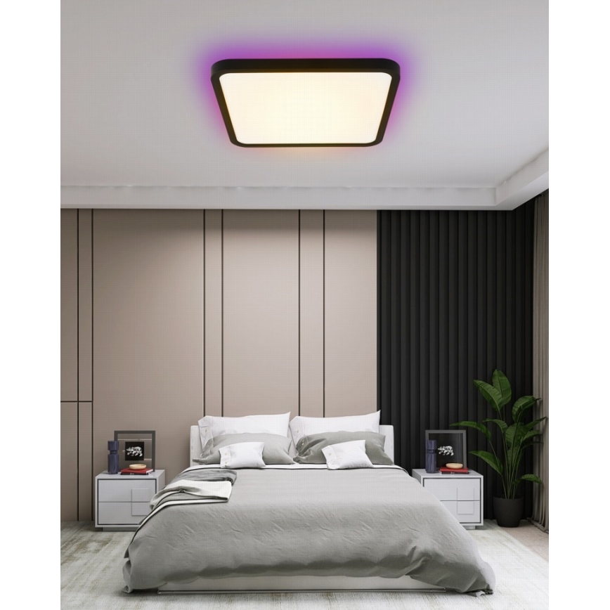 Immax NEO 07167-B40 - LED RGB+CCT dimmbare Deckenleuchte NEO LITE TUDO LED/50W/230V Wi-Fi Tuya schwarz + Fernbedienung