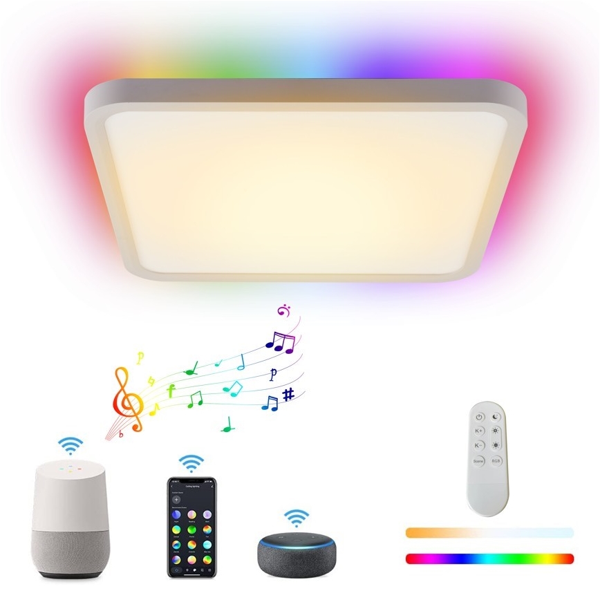 Immax NEO 07168-W40 - LED RGB+CCT Dimmbare Deckenleuchte NEO LITE TUDO LED/50W/230V Wi-Fi Tuya weiß + Fernbedienung