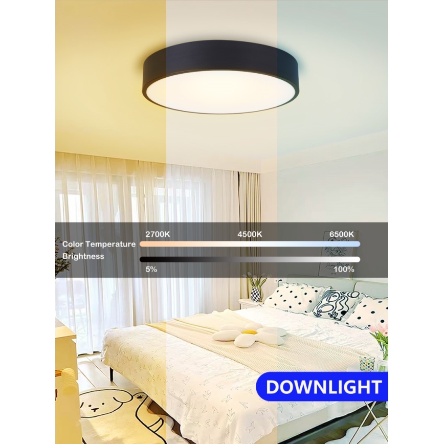 Immax NEO 07201L - Dimmbare LED-Deckenleuchte RONDATE LED/28W/230V schwarz Tuya + Fernbedienung