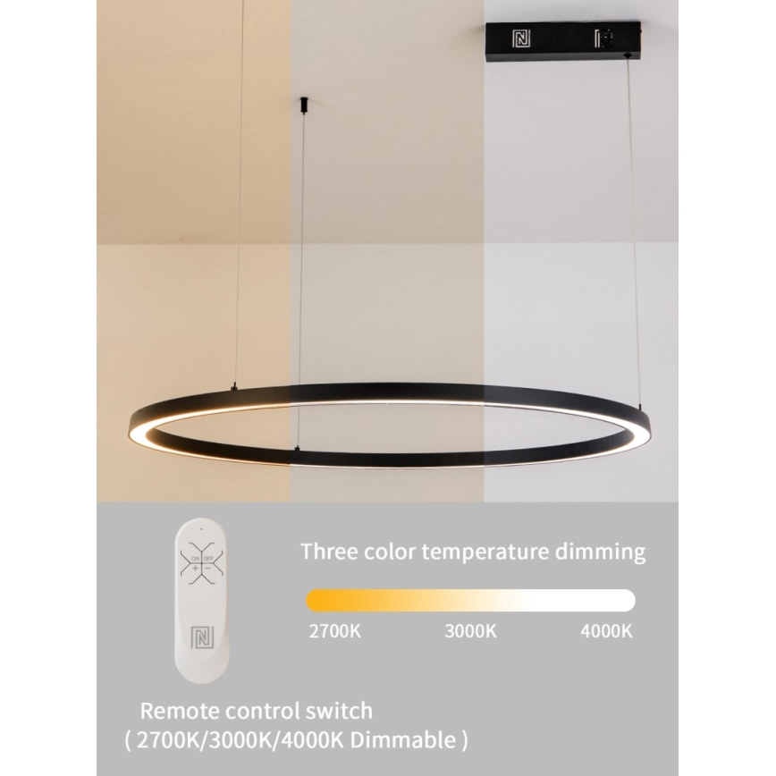 Immax NEO 07215L - Dimmbare LED-Hängeleuchte FINO LED/60W/230V 80 cm schwarz Tuya + Fernbedienung