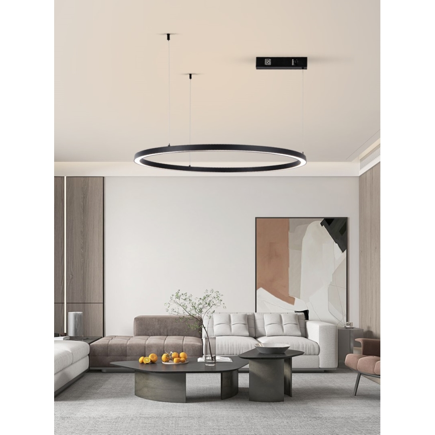 Immax NEO 07215L - Dimmbare LED-Hängeleuchte FINO LED/60W/230V 80 cm schwarz Tuya + Fernbedienung