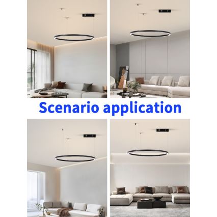 Immax NEO 07215L - Dimmbare LED-Hängeleuchte FINO LED/60W/230V 80 cm schwarz Tuya + Fernbedienung