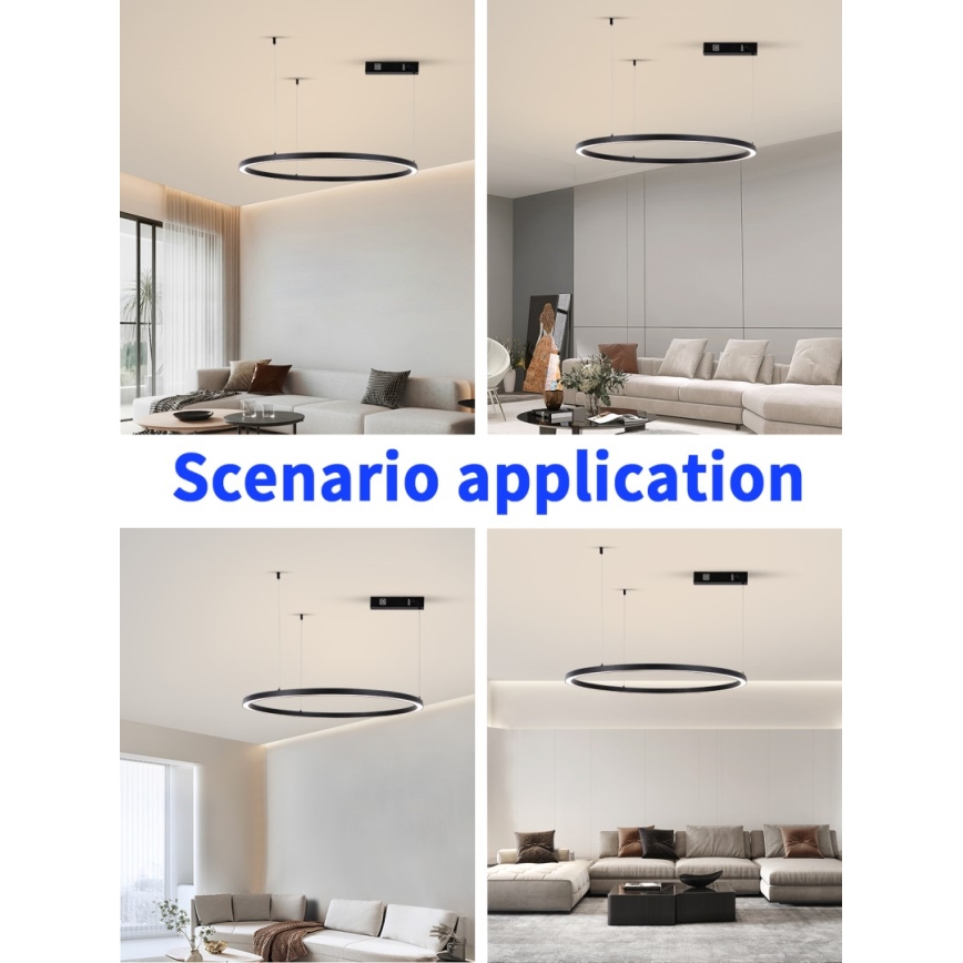 Immax NEO 07215L - Dimmbare LED-Hängeleuchte FINO LED/60W/230V 80 cm schwarz Tuya + Fernbedienung