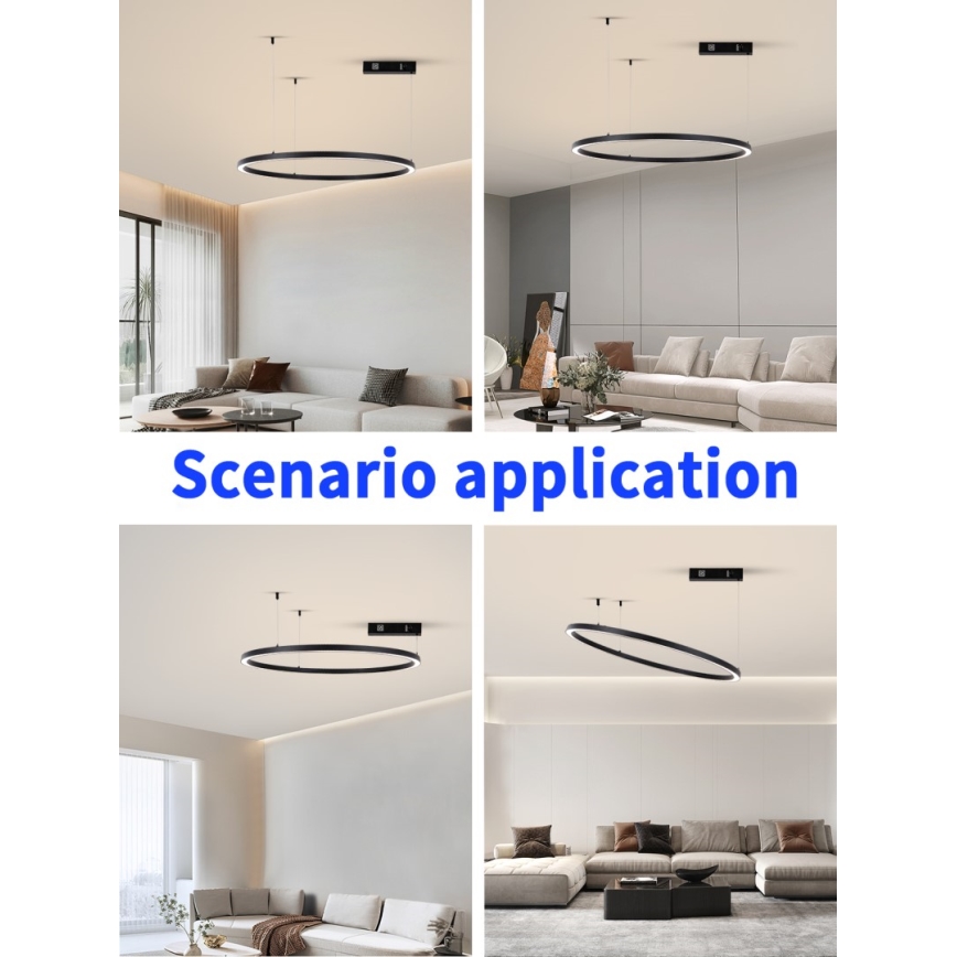 Immax NEO 07215L - Dimmbare LED-Hängeleuchte FINO LED/60W/230V 80 cm schwarz Tuya + Fernbedienung