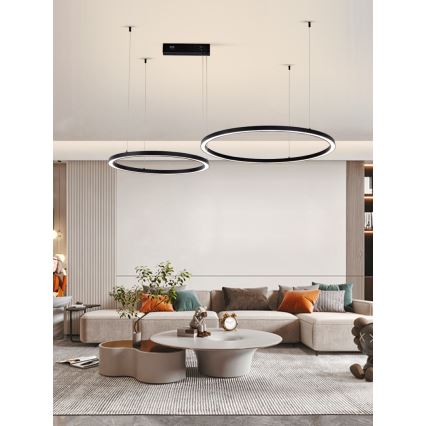 Immax NEO 07216L - Dimmbare LED-Hängeleuchte an Schnur FINO LED/93W/230V 60/80cm schwarz Tuya + Fernbedienung