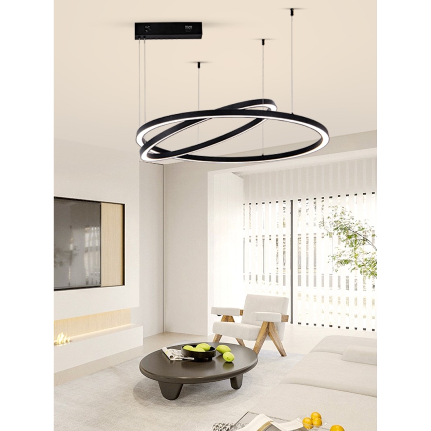 Immax NEO 07216L - Dimmbare LED-Hängeleuchte an Schnur FINO LED/93W/230V 60/80cm schwarz Tuya + Fernbedienung