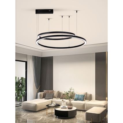 Immax NEO 07216L - Dimmbare LED-Hängeleuchte an Schnur FINO LED/93W/230V 60/80cm schwarz Tuya + Fernbedienung