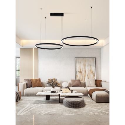 Immax NEO 07216L - Dimmbare LED-Hängeleuchte an Schnur FINO LED/93W/230V 60/80cm schwarz Tuya + Fernbedienung
