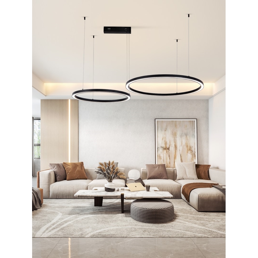 Immax NEO 07216L - Dimmbare LED-Hängeleuchte an Schnur FINO LED/93W/230V 60/80cm schwarz Tuya + Fernbedienung