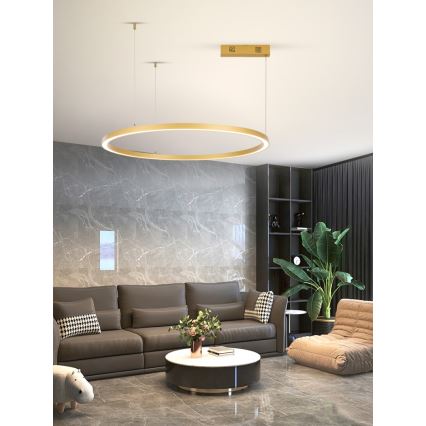 Immax NEO 07217L - Dimmbare LED-Hängeleuchte an Schnur FINO LED/60W/230V 80 cm golden Tuya + Fernbedienung