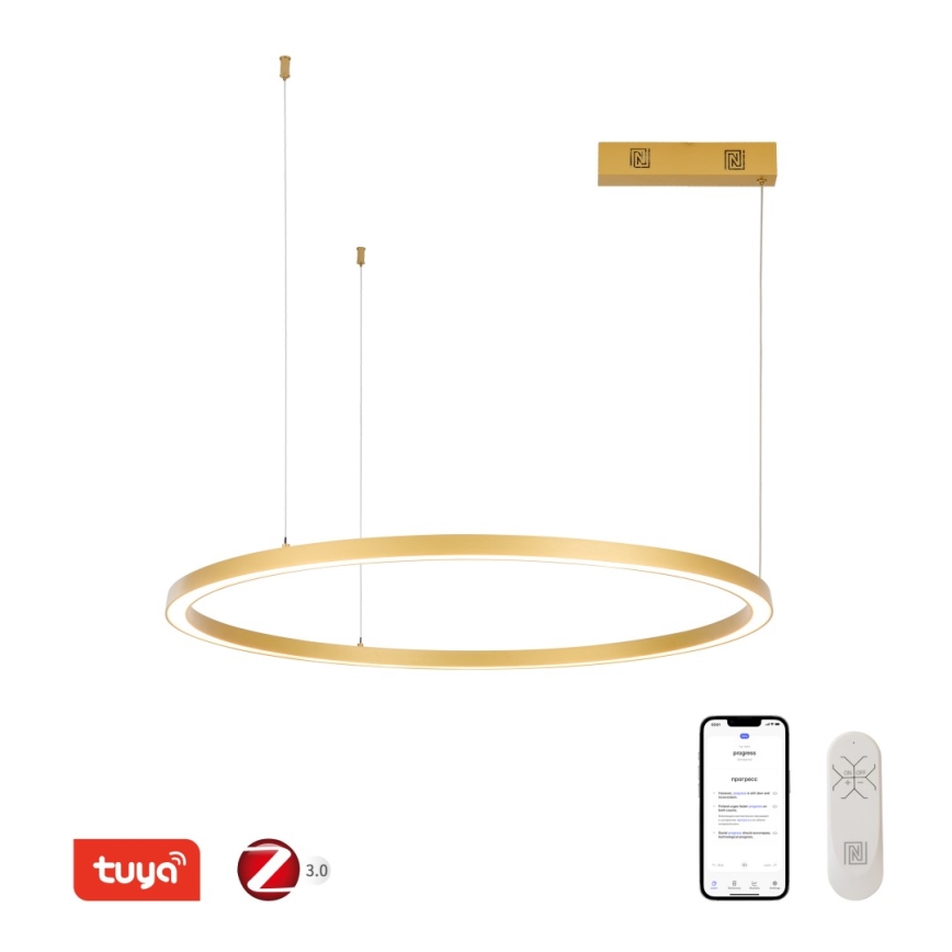 Immax NEO 07217L - Dimmbare LED-Hängeleuchte an Schnur FINO LED/60W/230V 80 cm golden Tuya + Fernbedienung